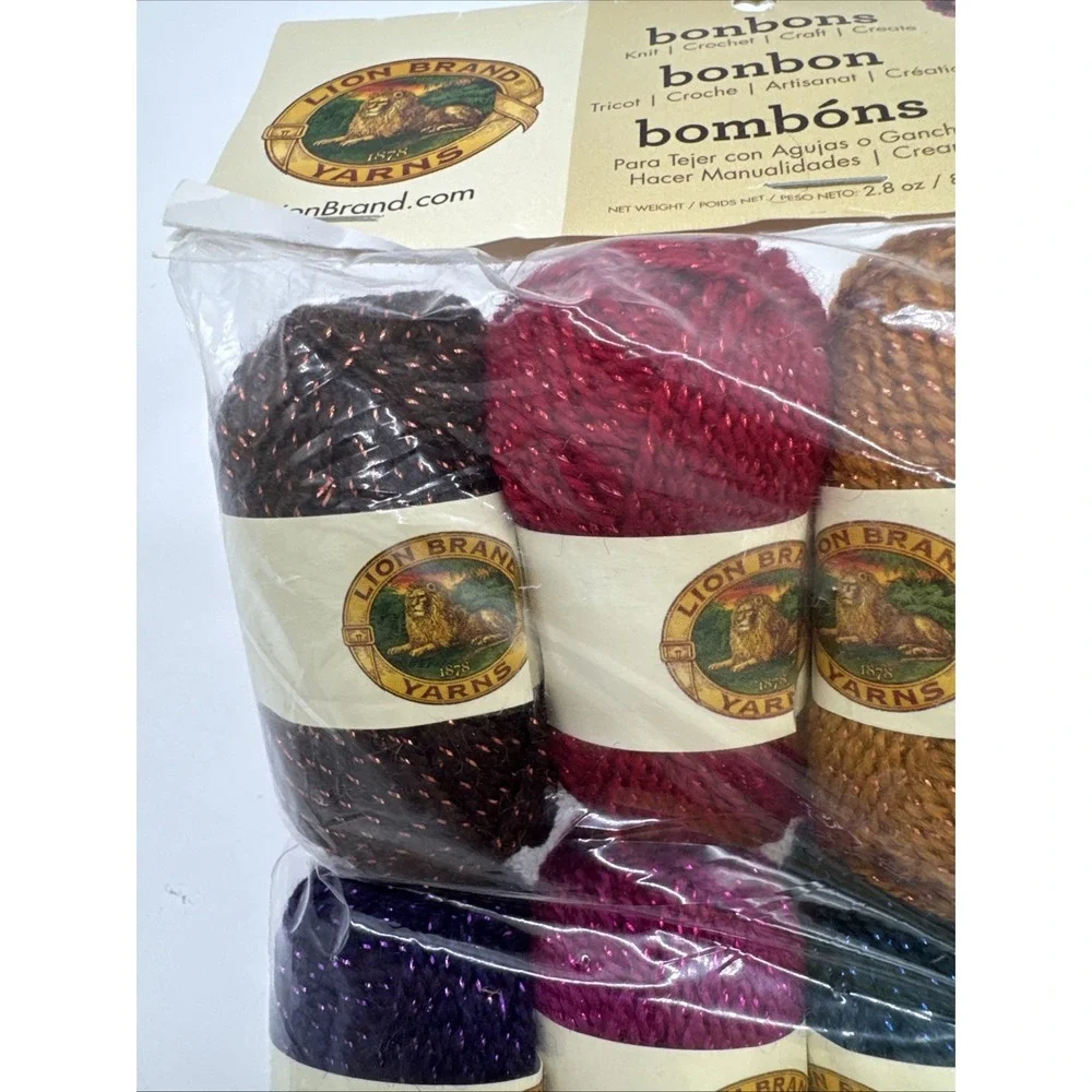 Lion Brand Yarn Bonbons Knit Crochet 8 Skeins‎ x 38 yards ea Party Fiesta New